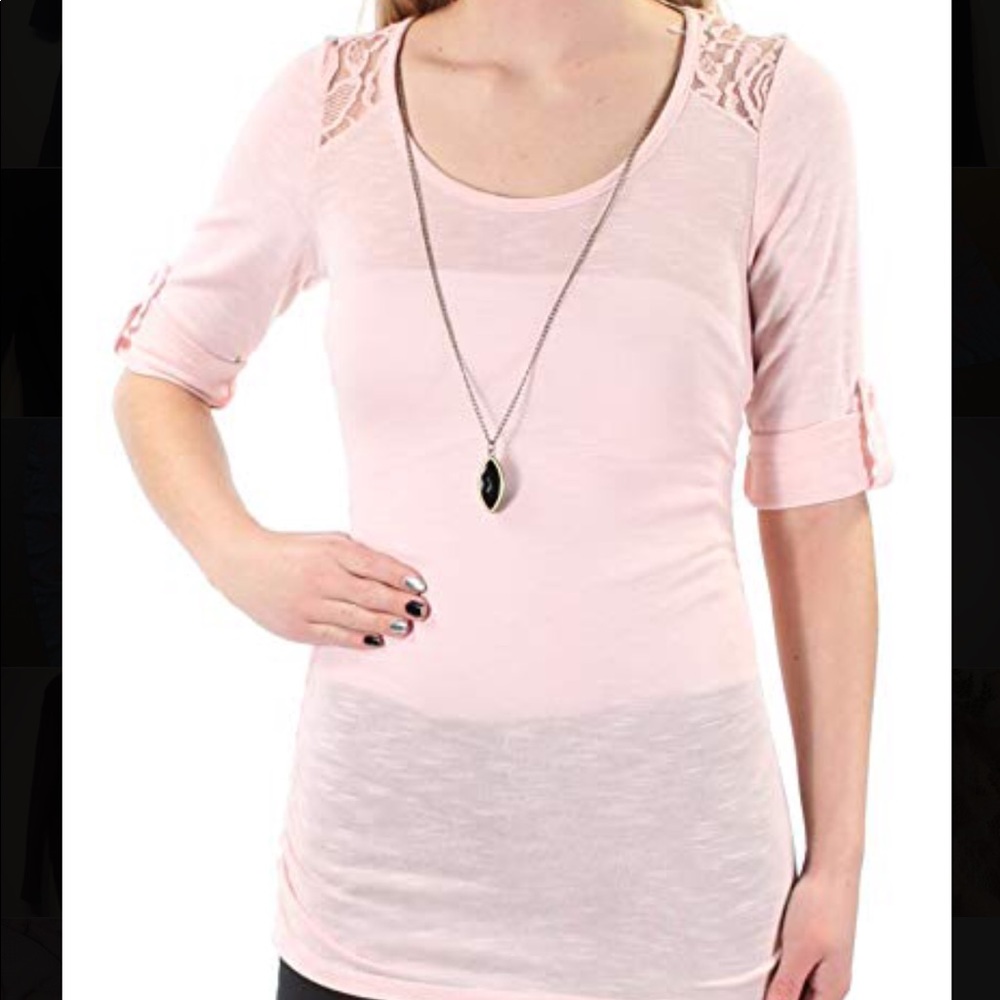 BCX Pink Lace Casual Top